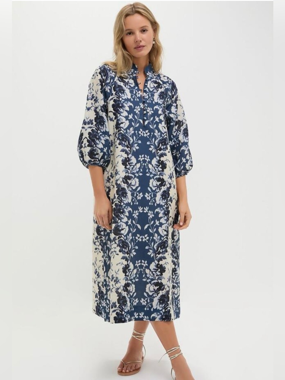 Tuckernuck Indigo Reflection Cotton Linen Maryse Caftan